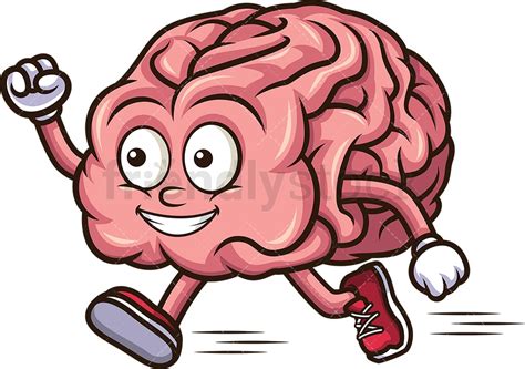 Brain Running Cartoon Clipart Vector Friendlystock