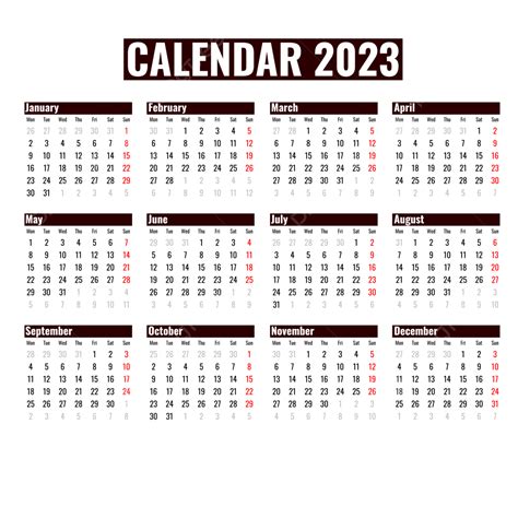 Calendário Minimalista 2023 Marrom Kalender Png Calendário 2023