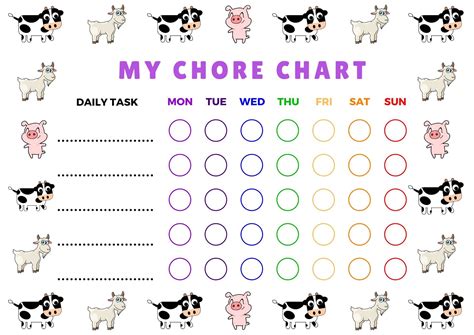 11 Best Chore Charts For Five Year Old Free Printable Templates