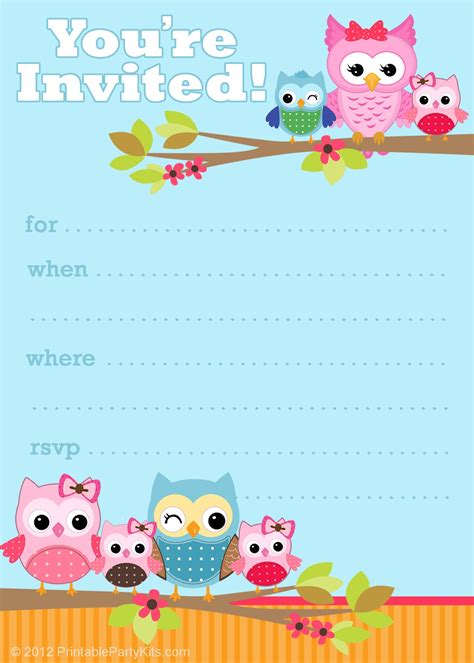 Free Printable Owl Party Invitations