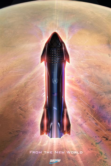 Poster Of Spacex Starship Entering Mars Atmosphere By Gravitation