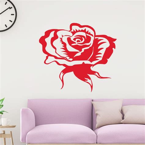 Large Rose Flower Wall Sticker Rose Wall Decal Floral Etsy Uk
