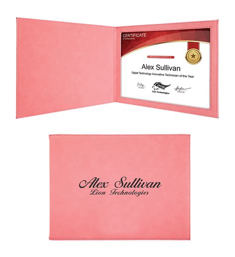Personalized Pink Certificate Holder
