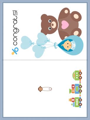 Diy network has game ideas and printable game cards to make planning a baby shower easy and fun. Bear and Baby Congrats Card