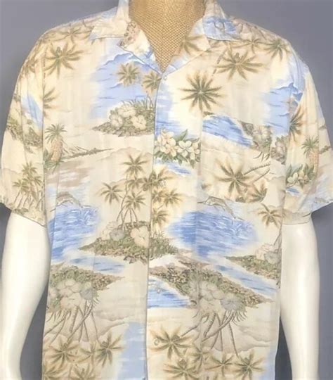 Tommy Hilfiger Aloha Hawaiian Button Front Large Tropical Short Sleeve