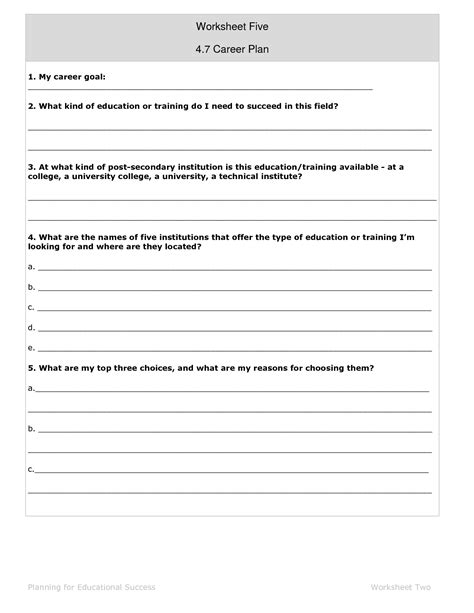 11 Career Assessment Worksheet