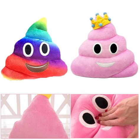New Cute Rainbow Colours Emoji Poo Pillow Cushion Shits Poop Stuffed