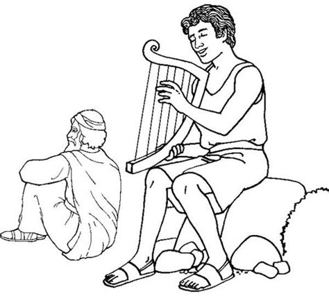 They didn't know where david was. David Play Harp in the Story of King Saul Coloring Page ...