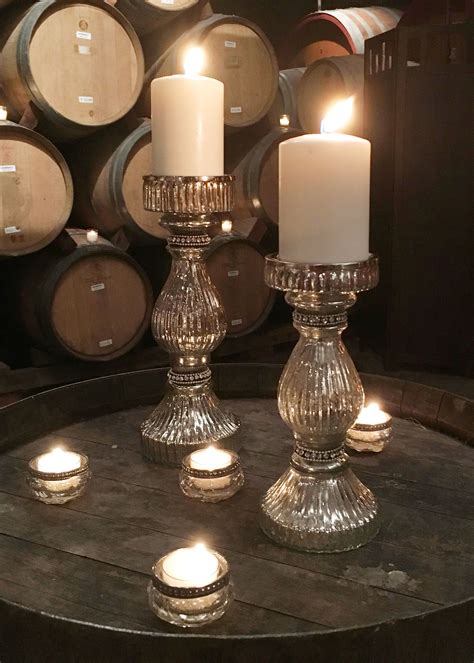 We Have A Large Selection Of Mercury Glass Pillar Candle Holders In