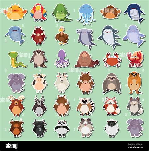Set Of Animals Sticker Stock Vector Image And Art Alamy