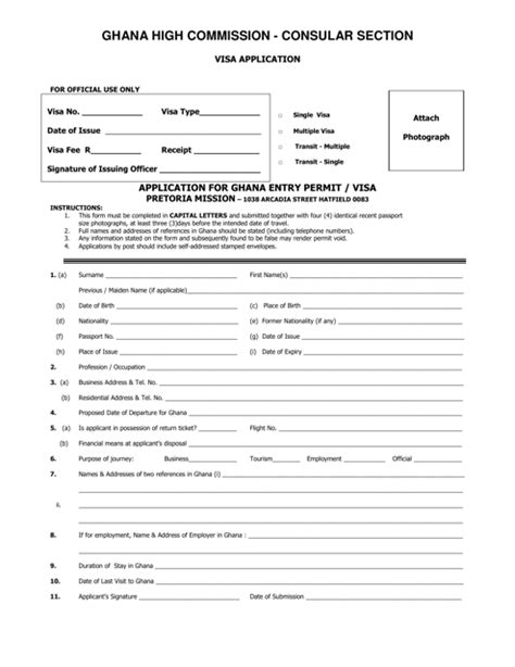 Printable Ghana Visa Application Forms Images And Photos Finder