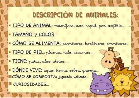 Escuela Bloguera Hacemos Una Descripción Descripcion De Animales