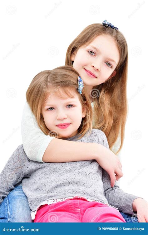 Portrait Of Two Cute Girls Stock Photo Image Of Feelings 90995608