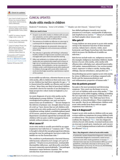 Acute Otitis Media In Children Bjm 2020 Ok Pdf Diseases And