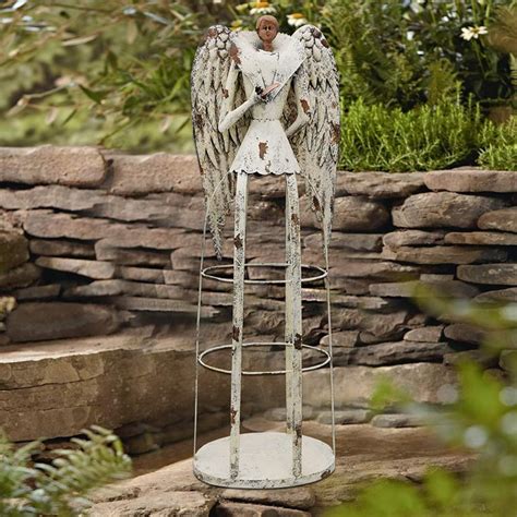 Attraction Design Antiqued Metal Garden Angel Statue Praying Angel