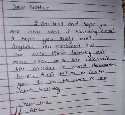 Write A Letter To Your Brother Congratulating Him On His Performance On