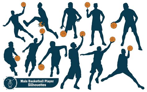 Black And White Male Basketball Player Silhouettes 17097869 Vector Art