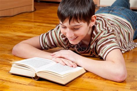 Handsome Teenage Boy Reading The Book Stock Image Image Of Hair