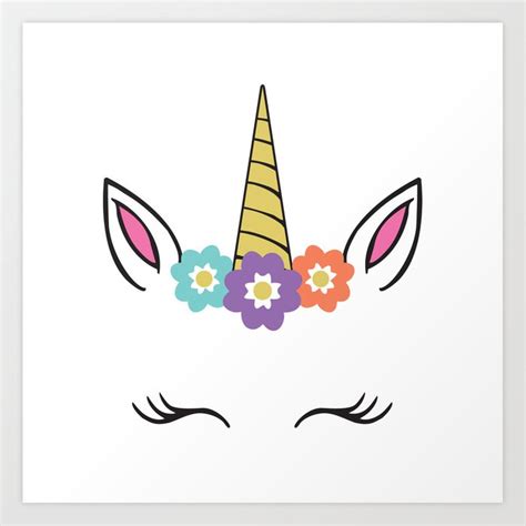Cut all the unicorn sleep mask template shapes out of felt. Unicorn Face flowers eyelashes horn ears Art Print by ...