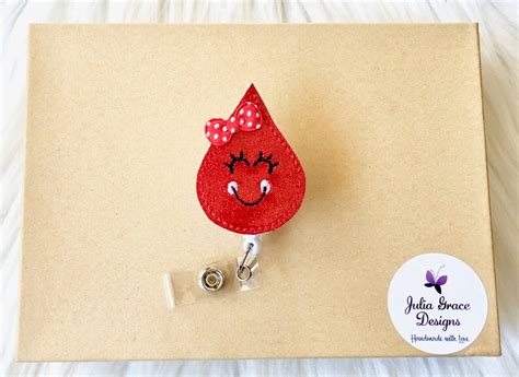 Blood Drop Badge Reel Retractable Badge Badge Reel Etsy