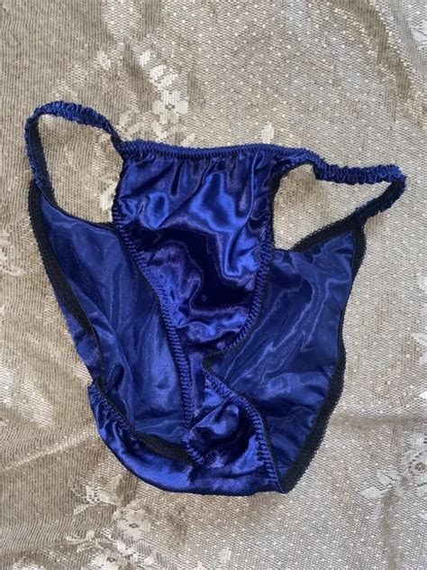 vtg blue satin second skin string bikini panty sissy medium glossy pantie 11 46 picclick