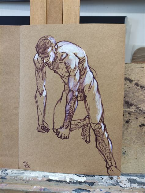 Nude Male Figure Original Sketch Drawing Homoerotic Nude Man Etsy