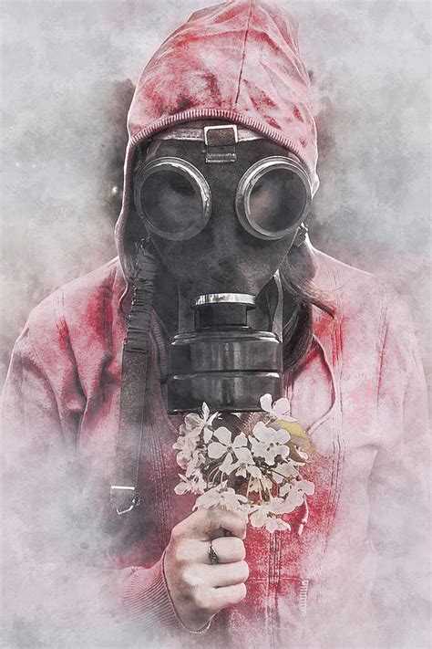 Gas Mask Flower Digital Art By Tamas Fodor Pixels