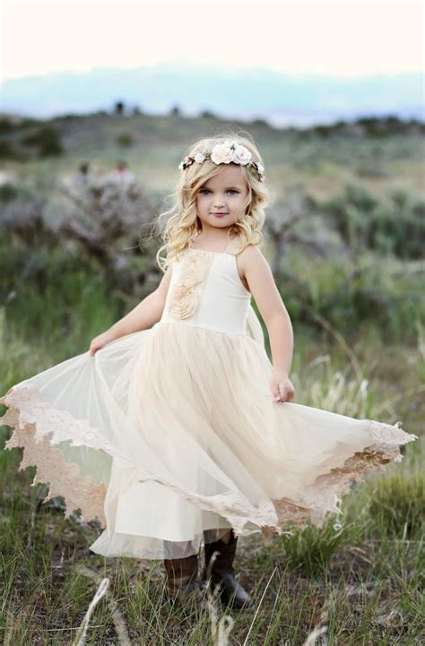 Flower Girl Dress Boho Flower Girl Dressrustic Ivory Flower Etsy In