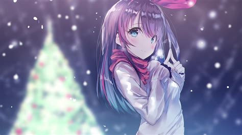 Download 1920x1080 Kizuna Ai Snow Cute Scarf Ai