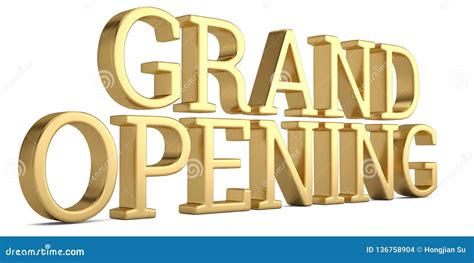 Grand Opening Text Isolated On White Background 3d Illustration Stock