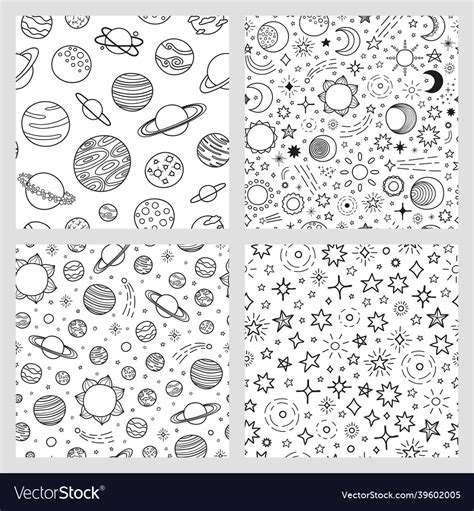Set Of Space Patterns Royalty Free Vector Image