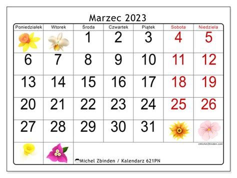 Kalendarz Marzec 2023 Do Druku “47pn” Michel Zbinden Pl