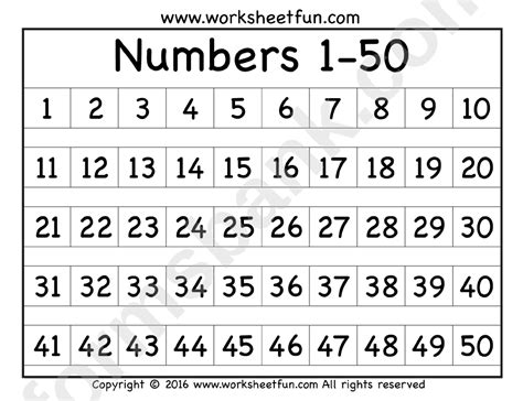 Best Printable Numbers 1 50 Derrick Website