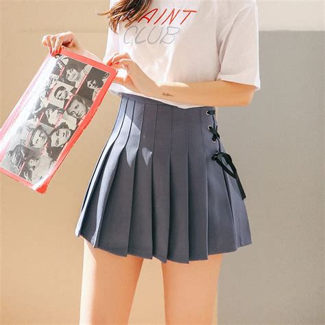 Harajuku Kawaii High Waist Bandage Pleated Skirt Short Skirt Women