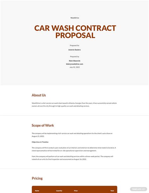 Car Wash Contract Template