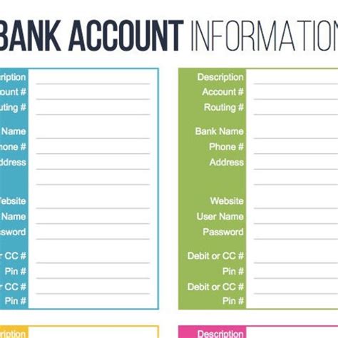 Credit Card Information Printable Fillable Personal Etsy