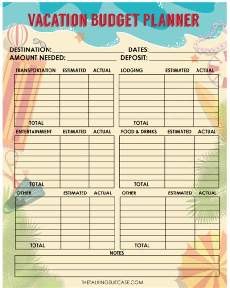 7 Free Vacation Budget Worksheet Printables Start Planning