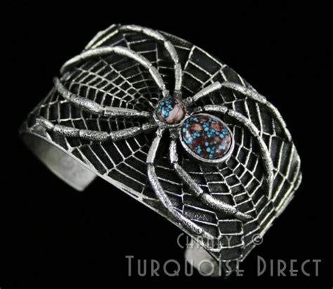 Philander Begay Candelaria Spiderweb Turquoise Spider Design Tufa Cast