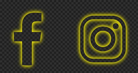 HD Facebook Instagram Yellow Neon Logos Icons PNG Citypng