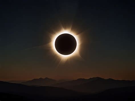 Fenômeno dramático de eclipse solar total Evento astronômico