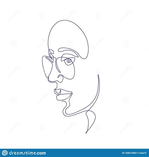 Continuous Line Woman Face Abstract Modern Art Stock