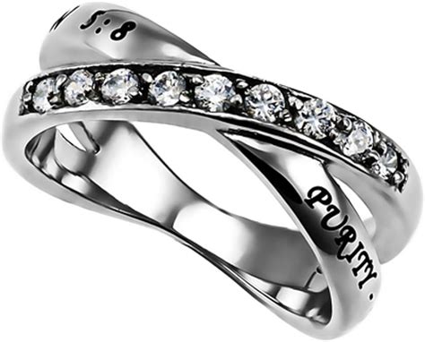 Purity Ring For Girls Stainless Steel With Simulated Clear