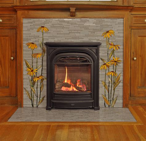 Custom Mosaic Fireplace Transitional Living Room San Francisco