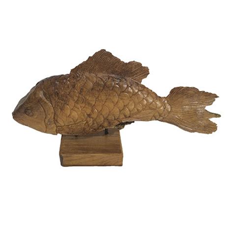 Wooden Fish On Stand Sculpture Modern Wood Carvings
