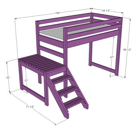 The good news about building a loft bed is that you don't necessarily have to be a woodworker to build a project like this. Ana White | Camp Loft Bed with Stair, Junior Height - DIY ...
