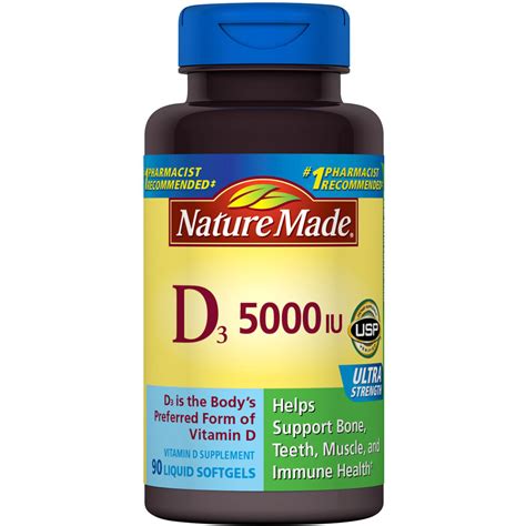 Nature Made Vitamin D3 5000 Iu Ultra Strength Softgels 90