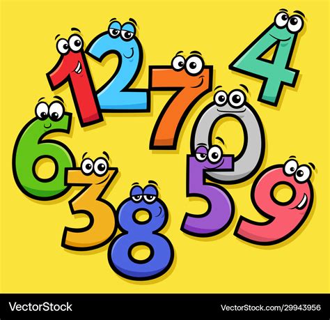 Basic Numbers Cartoon Characters Group Royalty Free Vector Images And