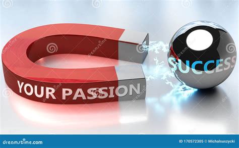 Your Passion Helps Achieving Success Pictured As Word Your Passion And A Magnet To Symbolize
