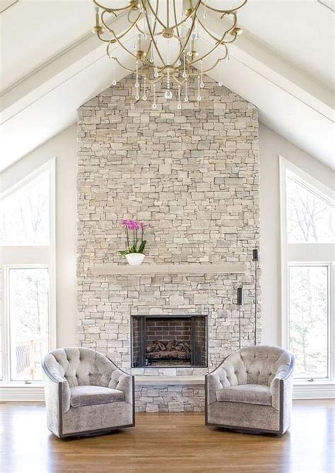Beautiful Stone Farmhouse Fireplace Ideas Stone Veneer Fireplace