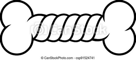 Outlined Cartoon Dog Bone Toy Vector Hand Drawn Illustration Isolated